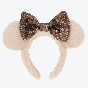 Tokyo Disney Resort - Fluffy Warm Goods x Minnie Mouse Sequin Bow Ear Headband